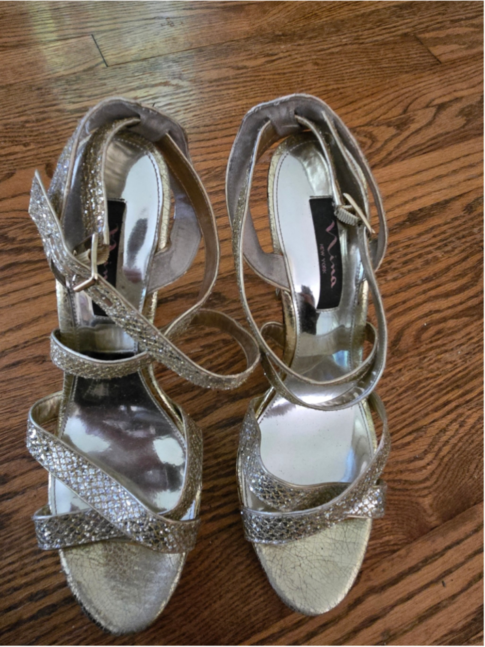 Women's Nina Gold Glitter Stiletto Heels Size 11